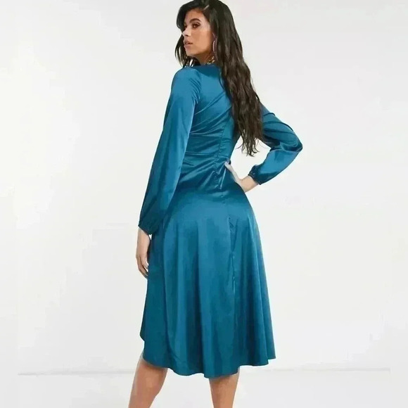 Misguided Women's Size 12 Teal Plunge Midi Dress NWT - Picture 9 of 12